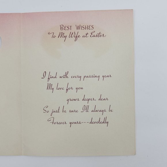 Vintage Easter Card To My Wife Flower Basket Cutout Unused No Envelope - Picture 3 of 7